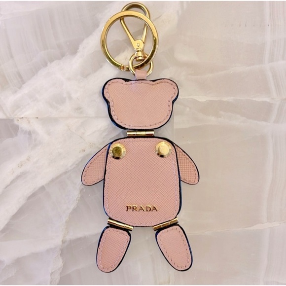 Prada Saffiano Leather Bear Orchidea Pink Bag Charm/Keychain - Picture 2 of 5